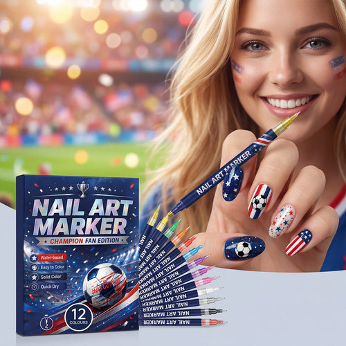 ⚽Soccer Fan Nail Art Set – 🌈12 Colors DIY Nail Design Pens for World Cup