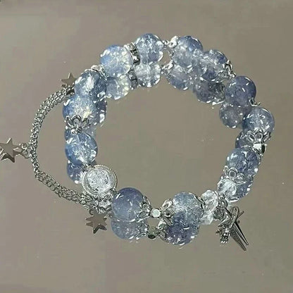 Simple Green Popcorn Beaded Crystal Bracelet for Women